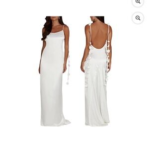 Meshki Elenora White Satin Rose Gown